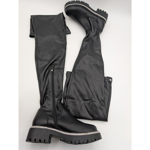 Azalea Wang New Rules Over the Knee Boot Diamante Trim Black Size US7 - Picture 16 of 16